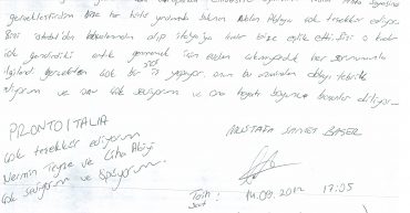 İtalya, Lodi'den mektubunu bize ulaştıran Mustafa Samet Başer'in yazdıkları
